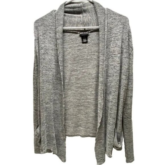 Wet Seal Open Front Cardigan Women's Small Gray Marble Lightweight Drape Hem GUC - Picture 1 of 7